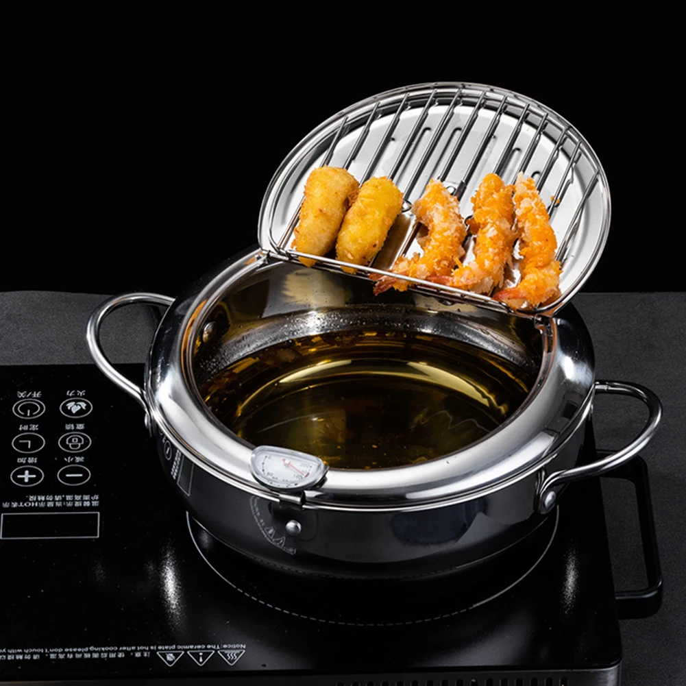 Japanese Style Deep Frying Pot with Oil Drip Drainer Rack 304 Stainless Steel Frying Pan for French Fries Chicken Wings Shrimp
Japanese Style Deep Frying Pot with Oil Drip Drainer Rack 304 Stainless Steel Frying Pan for French Fries Chicken Wings Shrimp