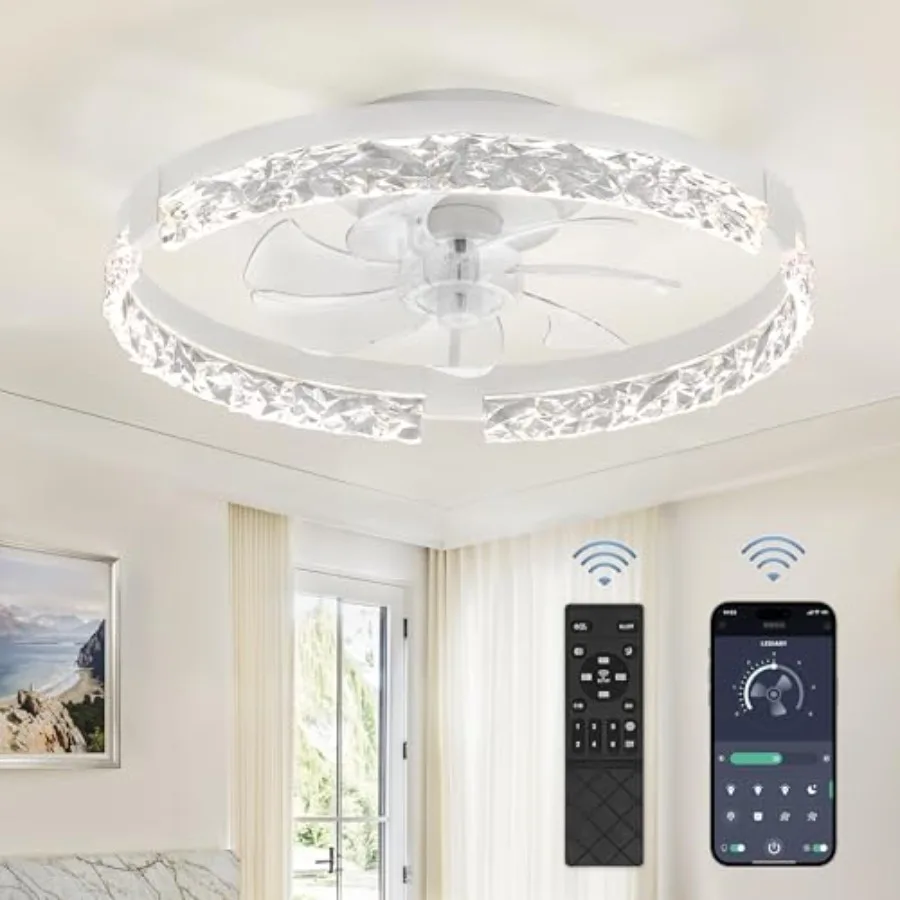 Low Profile Ceiling Fans with Lights and Remote, Fandelier Ceilg Fan Flush Mount, 3000K-6000K Dimmable LED Fan Light, Modern Ce
Low Profile Ceiling Fans with Lights and Remote, Fandelier Ceilg Fan Flush Mount, 3000K-6000K Dimmable LED Fan Light, Modern Ce