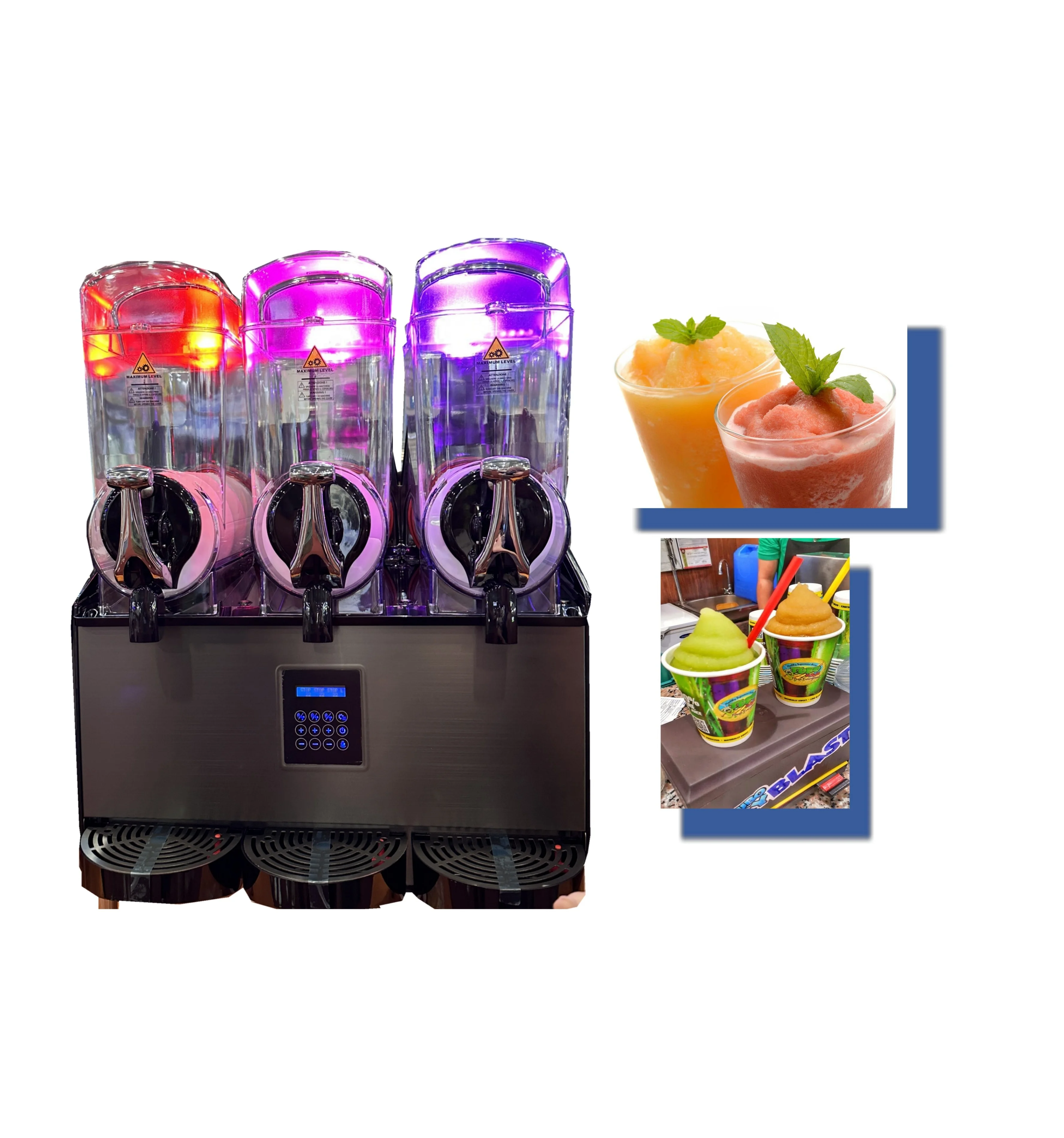 LED Lights Slush Machine Removable Smoothie 3 Tank Margarita Slushie Maker for Bar Restaurant Coffee Shop Party Cold Drink
LED Lights Slush Machine Removable Smoothie 3 Tank Margarita Slushie Maker for Bar Restaurant Coffee Shop Party Cold Drink
