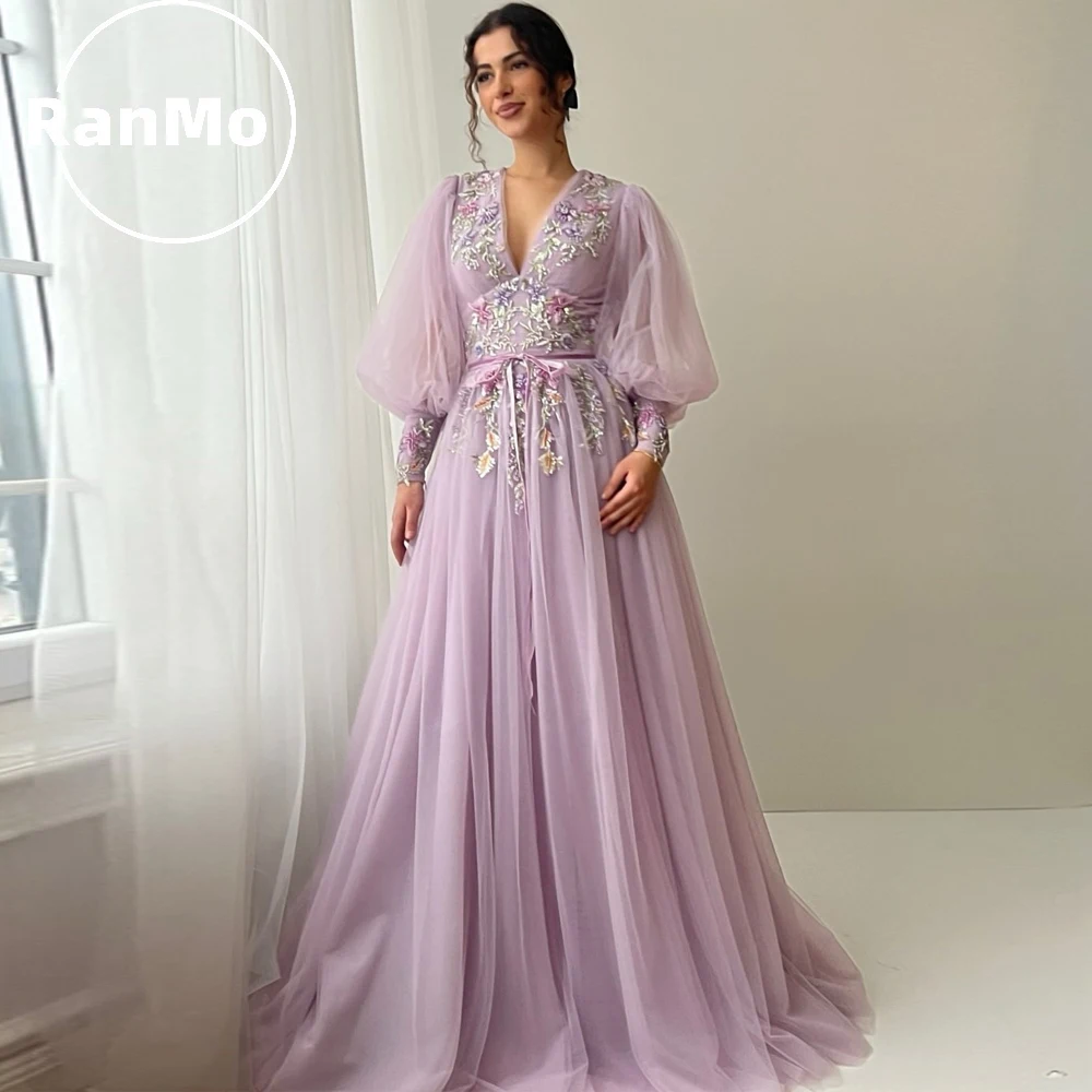 Элегантные вечерние платья Ranmo из светло-фиолетового тюля 2026 года, на заказ, с V-образным вырезом, длинными рукавами и аппликациями, для выпускного бала
Элегантные вечерние платья Ranmo из светло-фиолетового тюля 2026 года, на заказ, с V-образным вырезом, длинными рукавами и аппликациями, для выпускного бала
