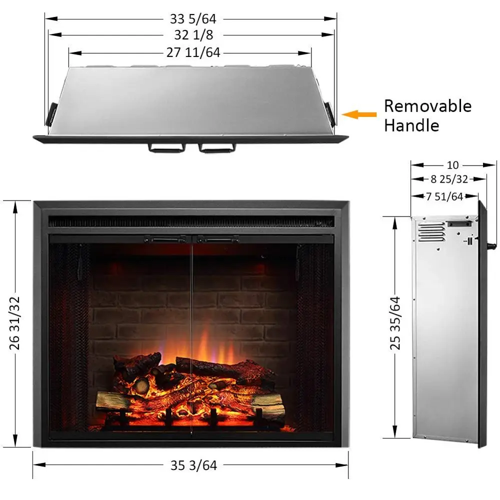 Klaus Electric Fireplace Insert with Fire Crackling Sound, Glass Door and Mesh Screen, 750 1500W, Black, 33 1 16 Inches Wide, 2
Klaus Electric Fireplace Insert with Fire Crackling Sound, Glass Door and Mesh Screen, 750 1500W, Black, 33 1 16 Inches Wide, 2