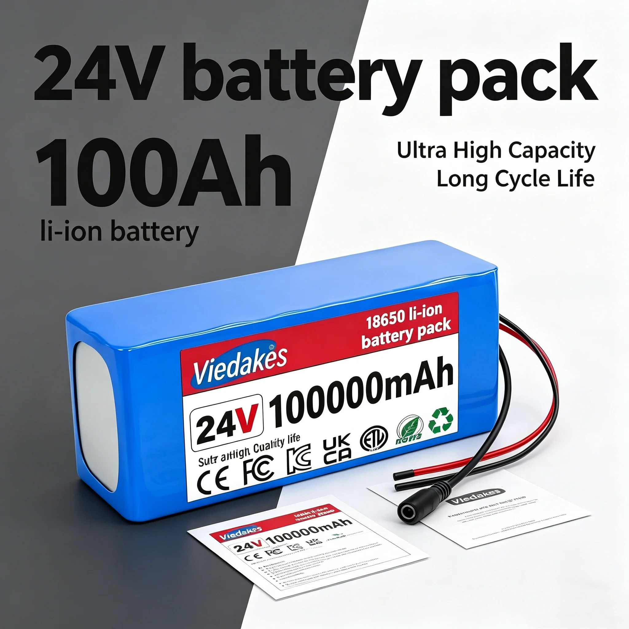 24V 100Ah High Performance Lithium Battery,2000+Cycles Long Life Battery for Electric Wheelchair, Scooter,24V Electric Equipment
24V 100Ah High Performance Lithium Battery,2000+Cycles Long Life Battery for Electric Wheelchair, Scooter,24V Electric Equipment