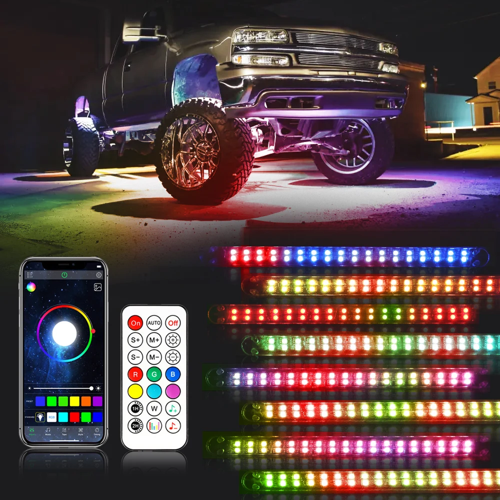 6/8pcs RGB Car Underglow Lights 288LED Waterproof Light Strip Exterior Underbody Neon Light for Truck Offroad APP Remote Control
6/8pcs RGB Car Underglow Lights 288LED Waterproof Light Strip Exterior Underbody Neon Light for Truck Offroad APP Remote Control