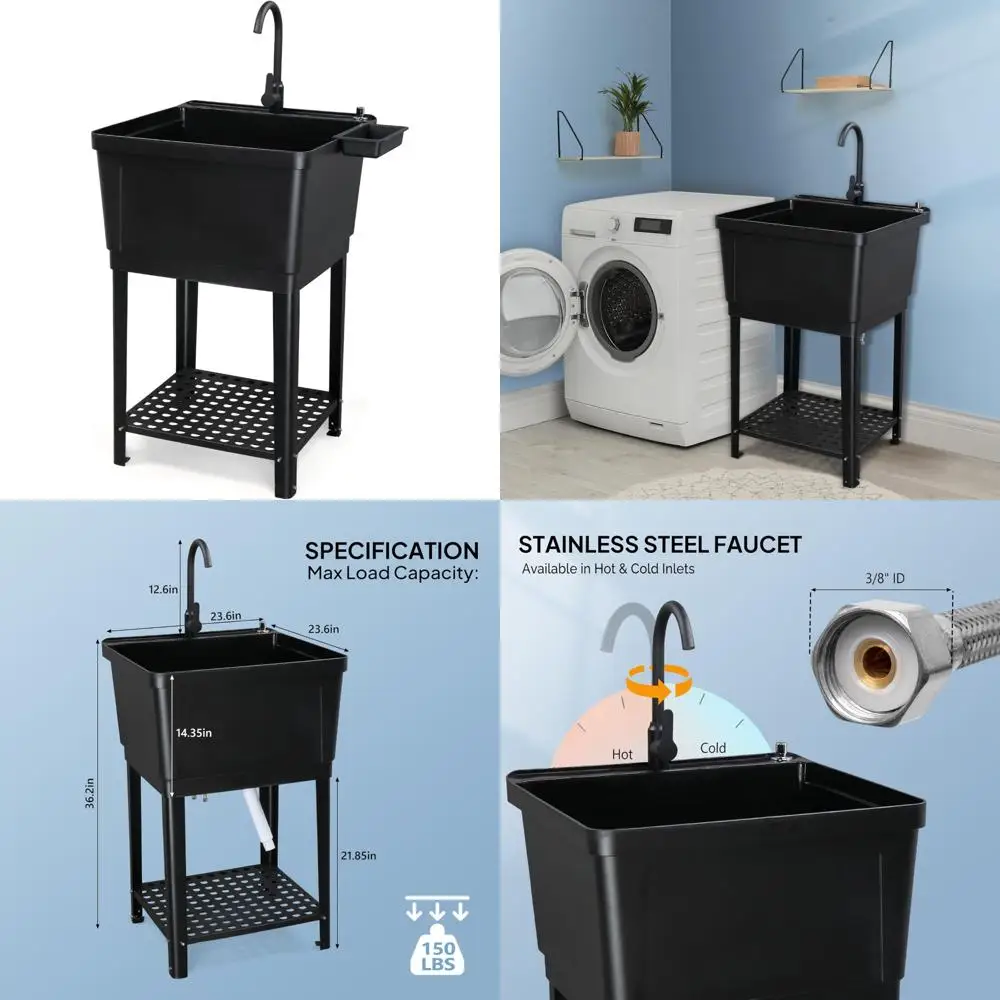 Отдельно стоящая 21-галонная мойка для стирки с краном из нержавеющей стали для стиральных помещений, 23,6x23,6x36,2 дюйма, большая вместимость S
Отдельно стоящая 21-галонная мойка для стирки с краном из нержавеющей стали для стиральных помещений, 23,6x23,6x36,2 дюйма, большая вместимость S