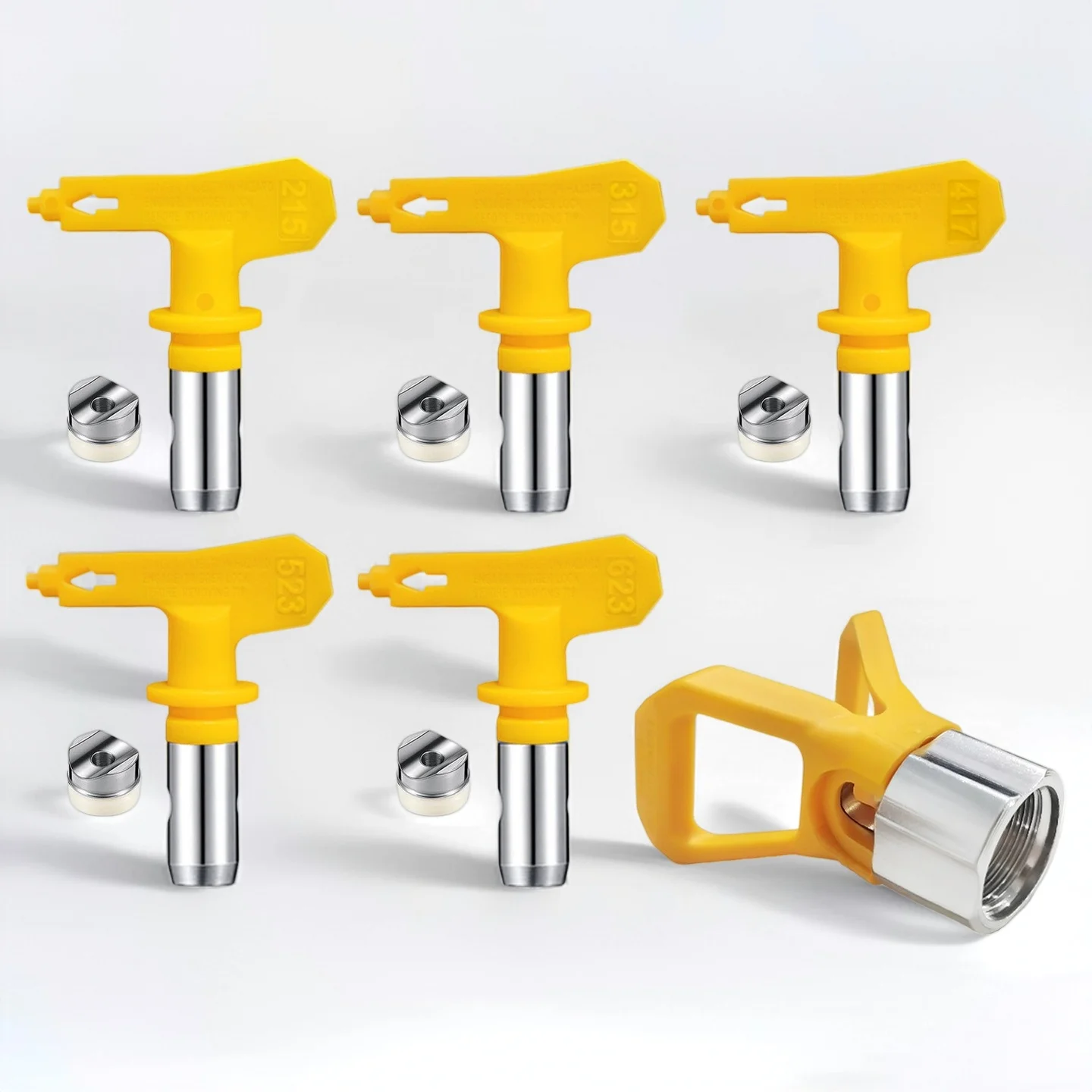 Reversible Airless Spray Tips Set 5 Nozzles + 1 Guard for Home & Commercial Use
Reversible Airless Spray Tips Set 5 Nozzles + 1 Guard for Home & Commercial Use