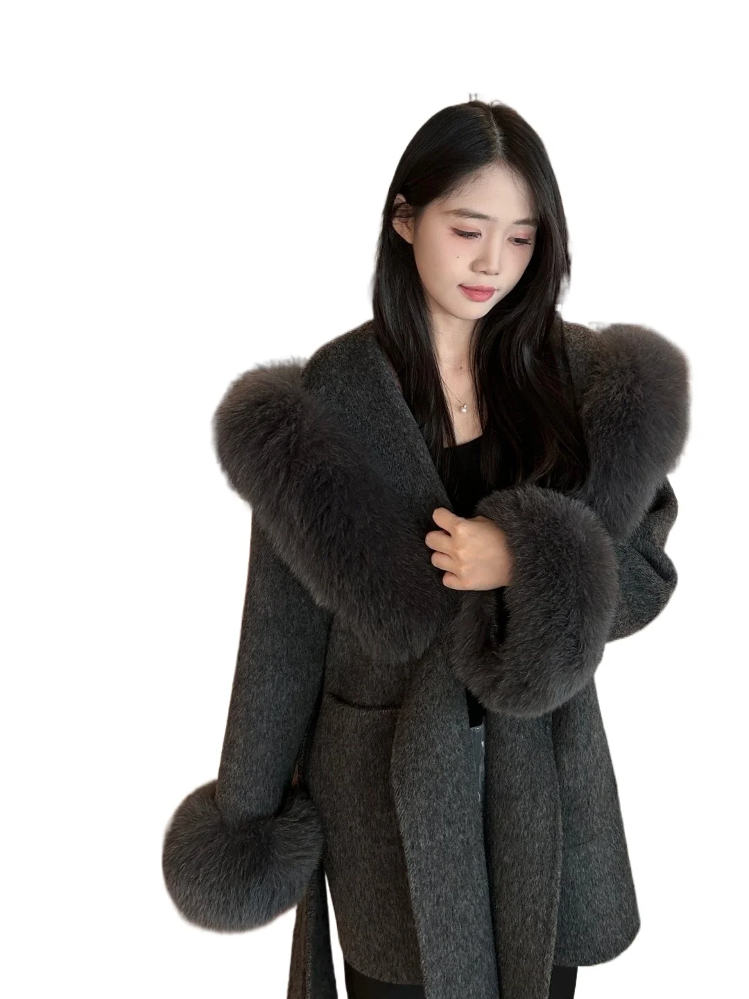 2025 new fox hair hooded double-sided cashmere cape big sweater jacket women's autumn and winter medium and long Korean version
2025 new fox hair hooded double-sided cashmere cape big sweater jacket women's autumn and winter medium and long Korean version