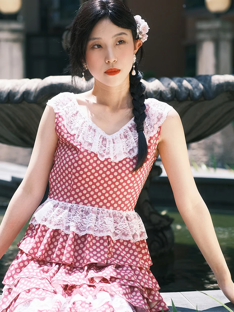 Red Polka Dot V-neck Sleeveless Cake Skirt High Waist A-line Long Dress Gown Princess Style Spring Summer Autumn Dress
Red Polka Dot V-neck Sleeveless Cake Skirt High Waist A-line Long Dress Gown Princess Style Spring Summer Autumn Dress