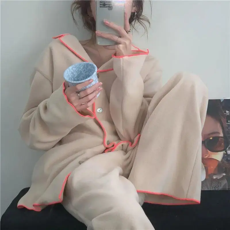 Women's Pajamas Fleece-Lined Autumn Autumn Winter Thickened Sleepwear Thicken Girl's Students Sweet Homewear Loungewear Suit
Women's Pajamas Fleece-Lined Autumn Autumn Winter Thickened Sleepwear Thicken Girl's Students Sweet Homewear Loungewear Suit