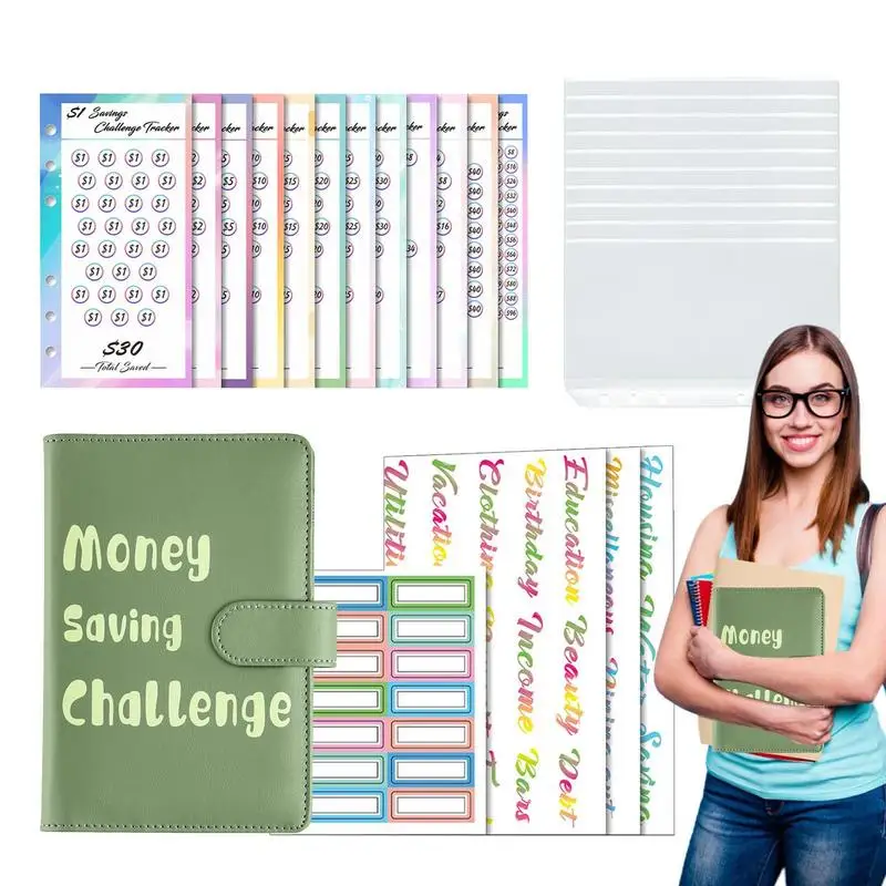 Money Saving Binders For Cash 100 Envelope Challenge Binder Inserts A6 Size Solid PU Leather Cash Savings Challenge Book
Money Saving Binders For Cash 100 Envelope Challenge Binder Inserts A6 Size Solid PU Leather Cash Savings Challenge Book