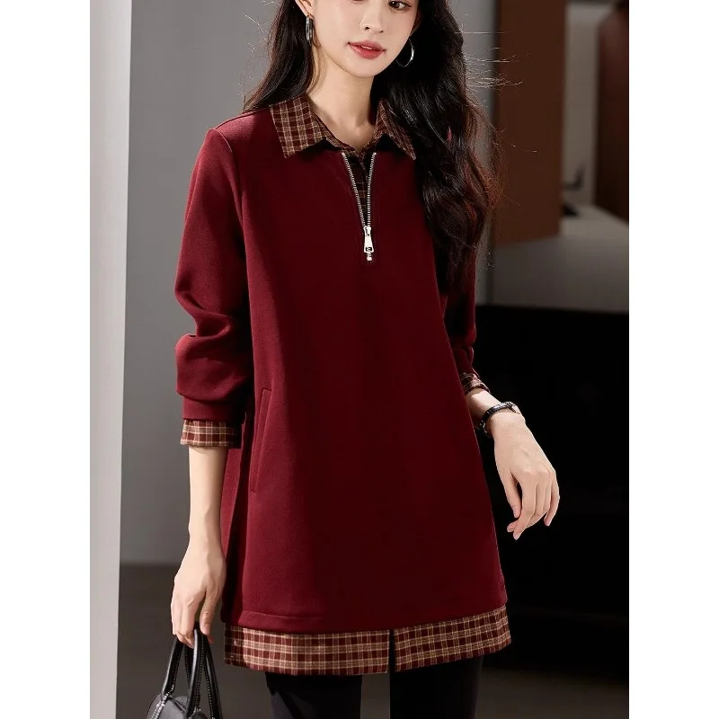 Воротник рубашки, клетчатая толстовка из двух частей, женская толстовка средней длины, осень-зима, новые популярные топы с капюшоном
Воротник рубашки, клетчатая толстовка из двух частей, женская толстовка средней длины, осень-зима, новые популярные топы с капюшоном