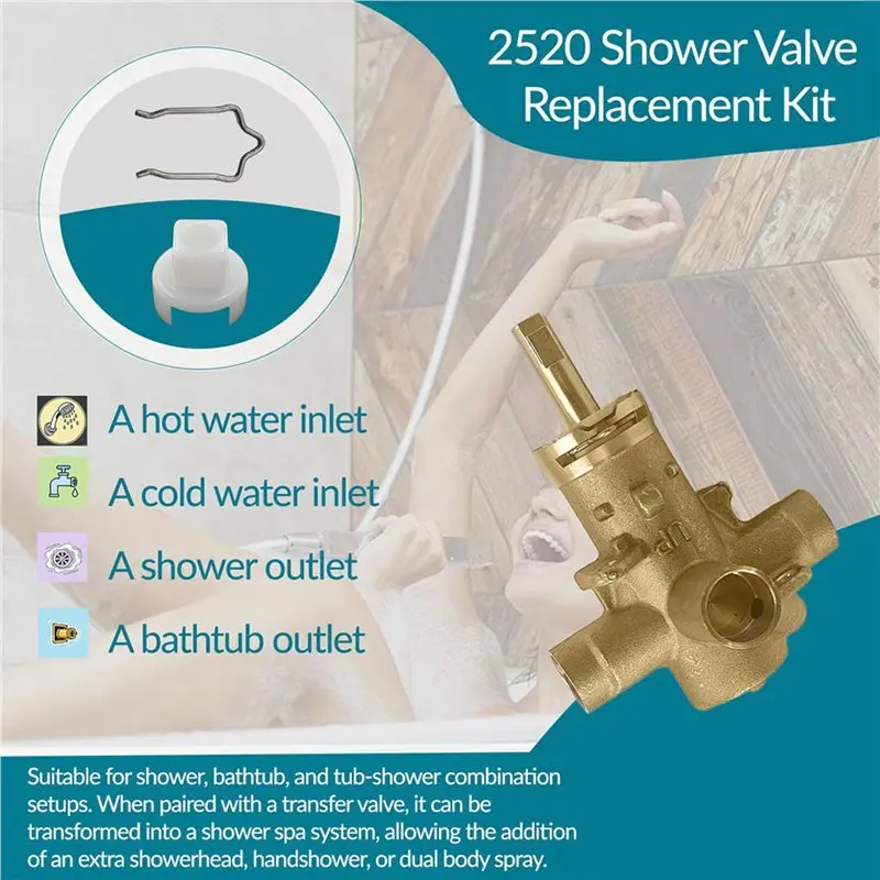 DT19-2X 2520 Shower Valve, Brass Pressure Balancing Shower Valves Replacement For Moen 2520-1/2-Inch CC Connection
DT19-2X 2520 Shower Valve, Brass Pressure Balancing Shower Valves Replacement For Moen 2520-1/2-Inch CC Connection