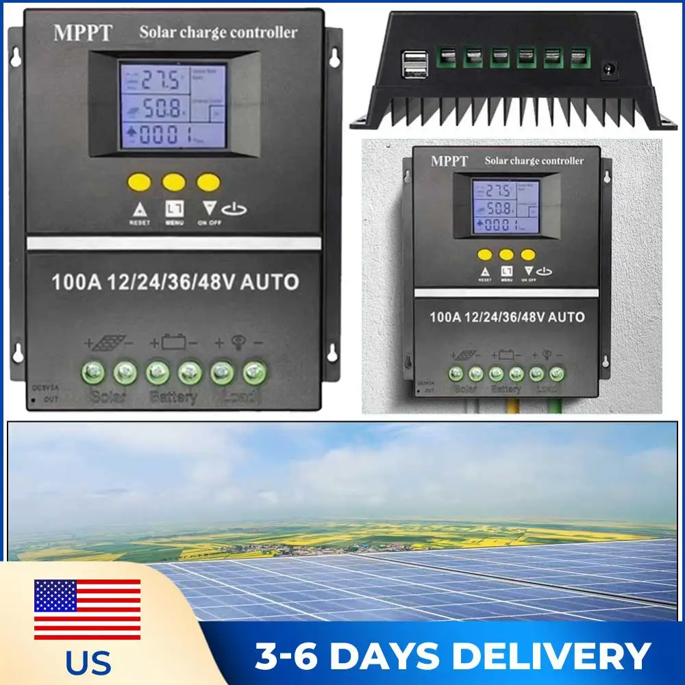100A MPPT Solar Charge Controller Solar PV Battery Charger Dual USB Auto Solar Charge Controller 12V 24V 36V 48V for Solar Panel
100A MPPT Solar Charge Controller Solar PV Battery Charger Dual USB Auto Solar Charge Controller 12V 24V 36V 48V for Solar Panel