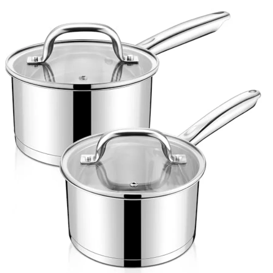 Stainless Steel Saucepan Set of QT and QT Sauce Pan with Tempered Glass Lid Tri-Ply Bottom Small Cooking Pot Oven and Dishwashe
Stainless Steel Saucepan Set of QT and QT Sauce Pan with Tempered Glass Lid Tri-Ply Bottom Small Cooking Pot Oven and Dishwashe