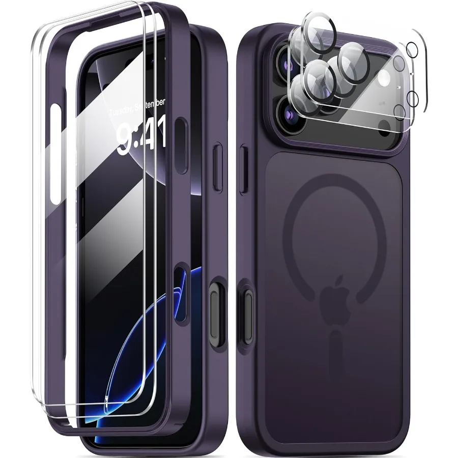 Magnetic for iPhone 17 Pro Max Case with Screen Protector and Camera Lens Protector Compatible with MagSafe Translucent