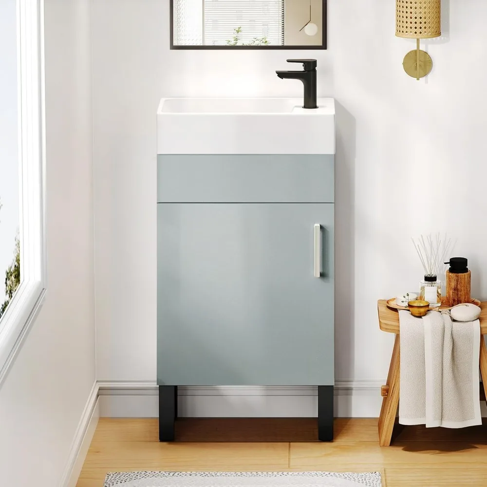 16 inch small bathroom vanity with sink freestanding cabinet soft close door grey finish
16 inch small bathroom vanity with sink freestanding cabinet soft close door grey finish