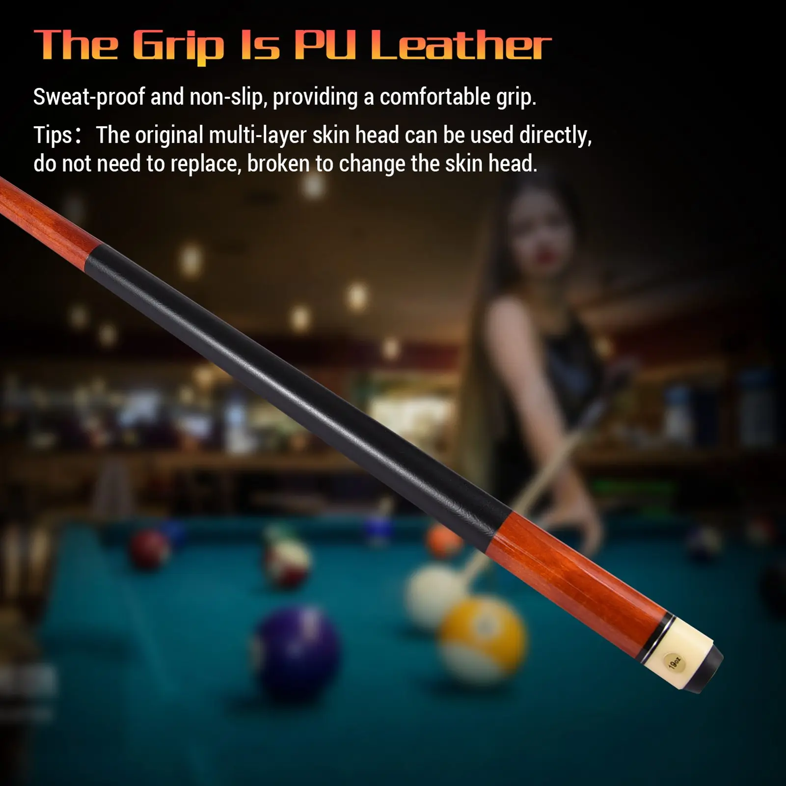 1.5M 59in Adult Maple Pool Cue 13mm Big Tip PU Non Slip Sweatproof Grip Double Section Billiard Stick for Beginners
1.5M 59in Adult Maple Pool Cue 13mm Big Tip PU Non Slip Sweatproof Grip Double Section Billiard Stick for Beginners
