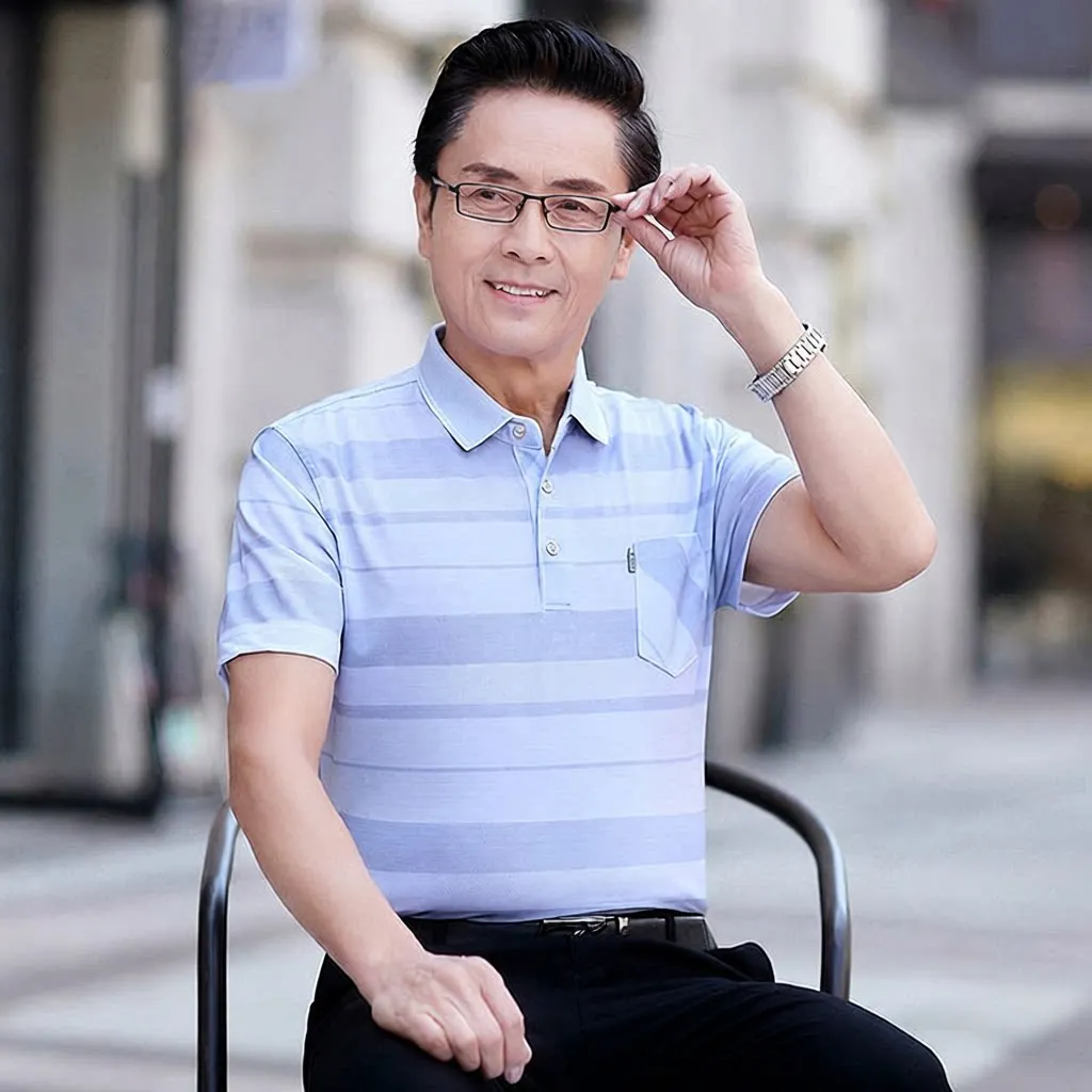 Loose Cotton Short Sleeve Shirt for Middle-Aged And Elderly Men Summer Ice Silk Striped Loose Fit T-Shirt Standard Style...
Loose Cotton Short Sleeve Shirt for Middle-Aged And Elderly Men Summer Ice Silk Striped Loose Fit T-Shirt Standard Style...