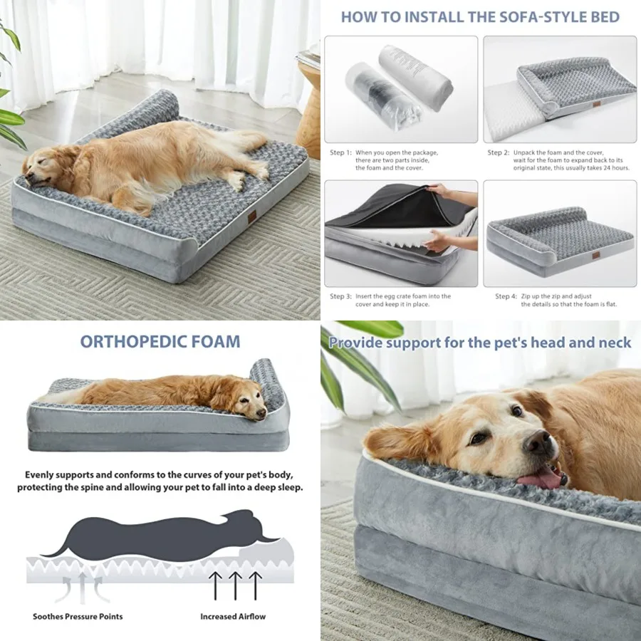 Orthopedic Dog Beds for Large Dogs-Waterproof Sofa Dog Bed with Removable Washable Cover, Big Pet Bed with Waterproof Lining an
Orthopedic Dog Beds for Large Dogs-Waterproof Sofa Dog Bed with Removable Washable Cover, Big Pet Bed with Waterproof Lining an