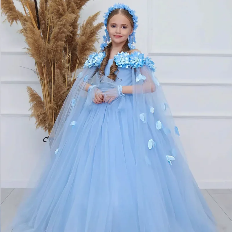Girl Communion Dress Children Wedding Bridesmaid Dresses with shawl Kids Tulle Blue Ball Gown Girls Pageant Performance Vestidos
Girl Communion Dress Children Wedding Bridesmaid Dresses with shawl Kids Tulle Blue Ball Gown Girls Pageant Performance Vestidos