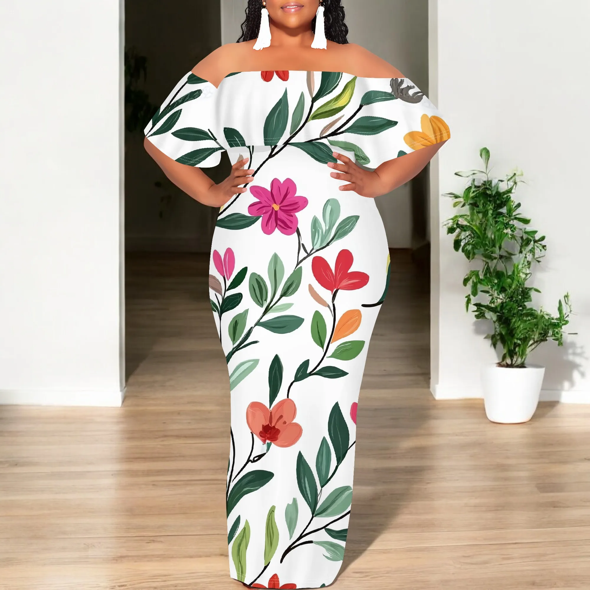 Womens Sexy Casual Dresses Colorful Geometric Off-Shoulder Ruffle Maxi Dress Party Evening Resortwear Swing Neck Dress
Womens Sexy Casual Dresses Colorful Geometric Off-Shoulder Ruffle Maxi Dress Party Evening Resortwear Swing Neck Dress