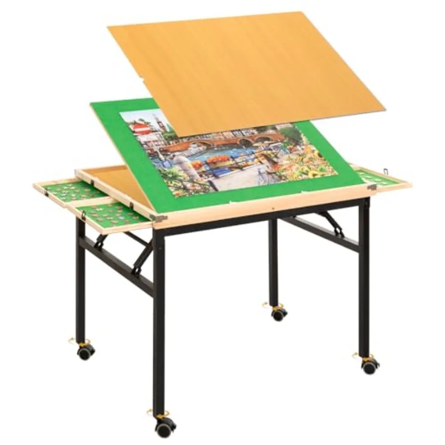 Puzzle Table with 4 Drawers and Legs and Cover 1500 Piece Foldable Adjustable Jigsaw Table with Wheels Wooden Portable No Assem
Puzzle Table with 4 Drawers and Legs and Cover 1500 Piece Foldable Adjustable Jigsaw Table with Wheels Wooden Portable No Assem
