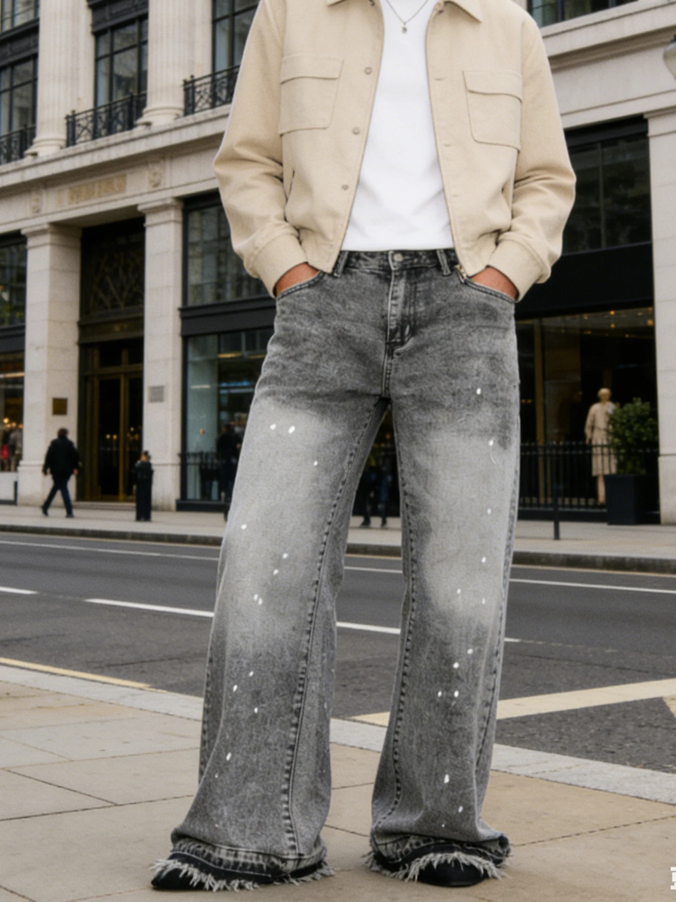 American-style high street splatter paint frayed wide-leg jeans for men, vintage washed loose straight-leg trendy long pants
American-style high street splatter paint frayed wide-leg jeans for men, vintage washed loose straight-leg trendy long pants