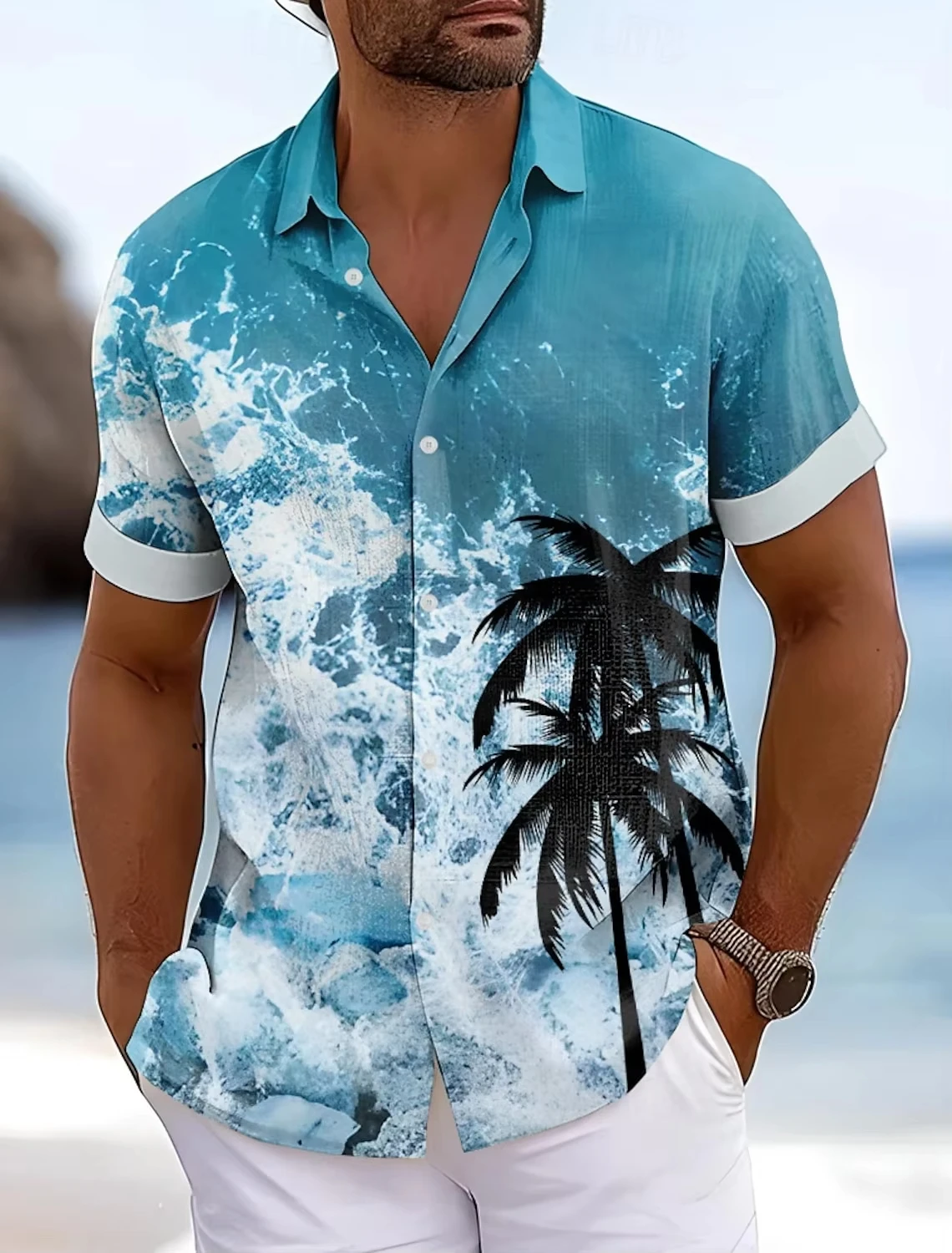 Hawaiian Men's Short-Sleeve Shirt Wave Pattern Artistic Print Collared Shirt Beach Vacation Everyday Travel Men's Clothing
Hawaiian Men's Short-Sleeve Shirt Wave Pattern Artistic Print Collared Shirt Beach Vacation Everyday Travel Men's Clothing