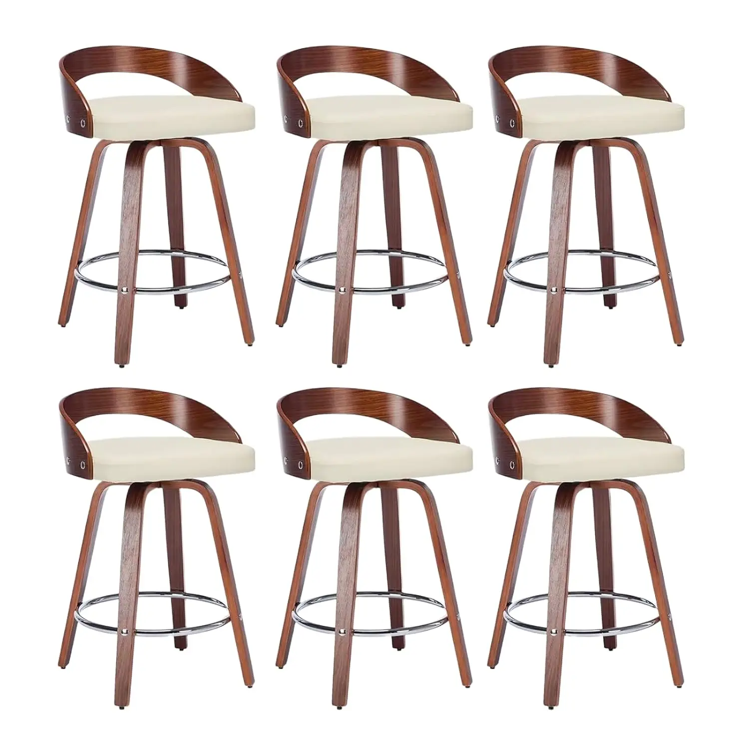 25in Swivel Bar Stool Low Back 6pc PU Leather Walnut Counter Height Kitchen Dining, Customized
25in Swivel Bar Stool Low Back 6pc PU Leather Walnut Counter Height Kitchen Dining, Customized