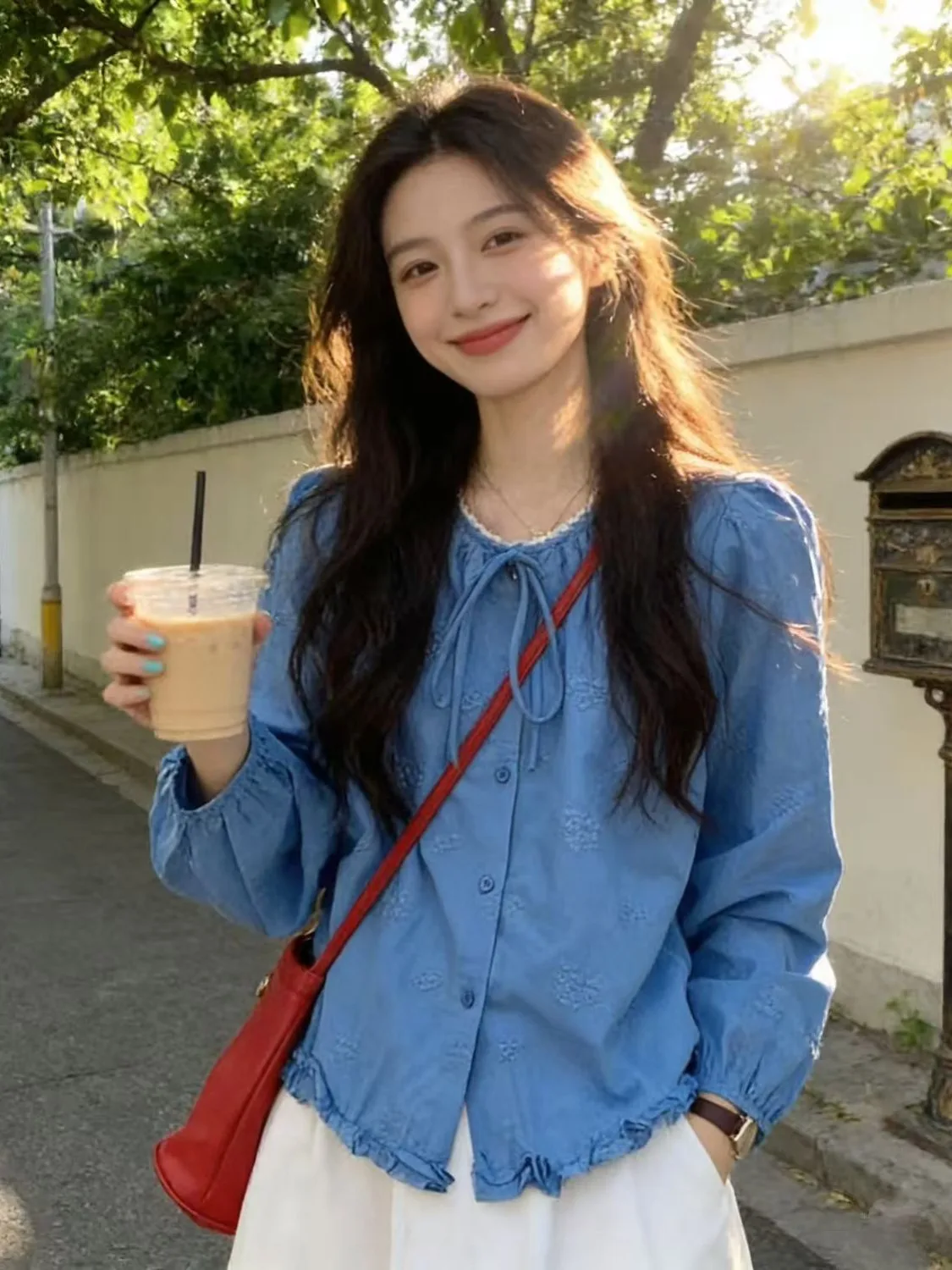 Blue Embroidered Floral Print Loose Thin Summer Shirt Women's Beautiful Top French Style Cotton Polyester Long Sleeve round Neck
Blue Embroidered Floral Print Loose Thin Summer Shirt Women's Beautiful Top French Style Cotton Polyester Long Sleeve round Neck