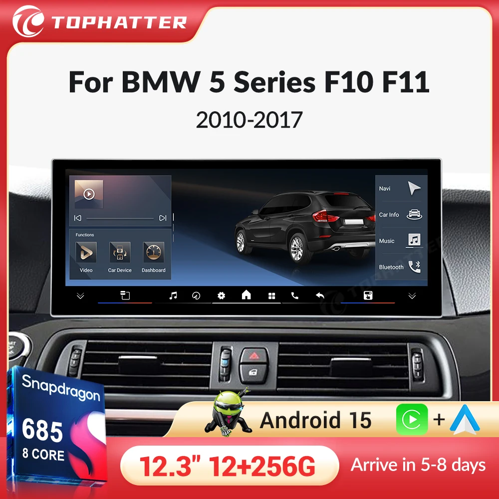 12.3" Wireless Carplay Android Auto Car Multimedia System radio Screen for BMW 5 Series F10 F11CIC NBT GPS Navi Snapdragon 685
12.3" Wireless Carplay Android Auto Car Multimedia System radio Screen for BMW 5 Series F10 F11CIC NBT GPS Navi Snapdragon 685