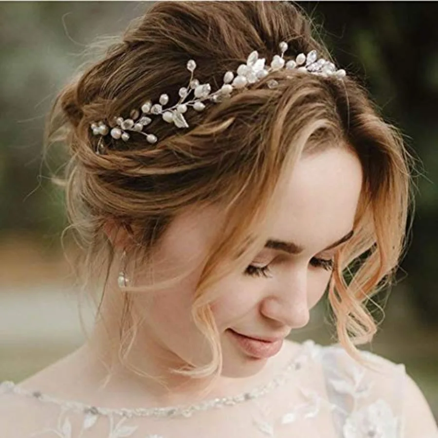 Pearl Bridal Headband Silver Rhinestone Hair Vine Headpiece Wedding Hair Accessories for Brides
Pearl Bridal Headband Silver Rhinestone Hair Vine Headpiece Wedding Hair Accessories for Brides