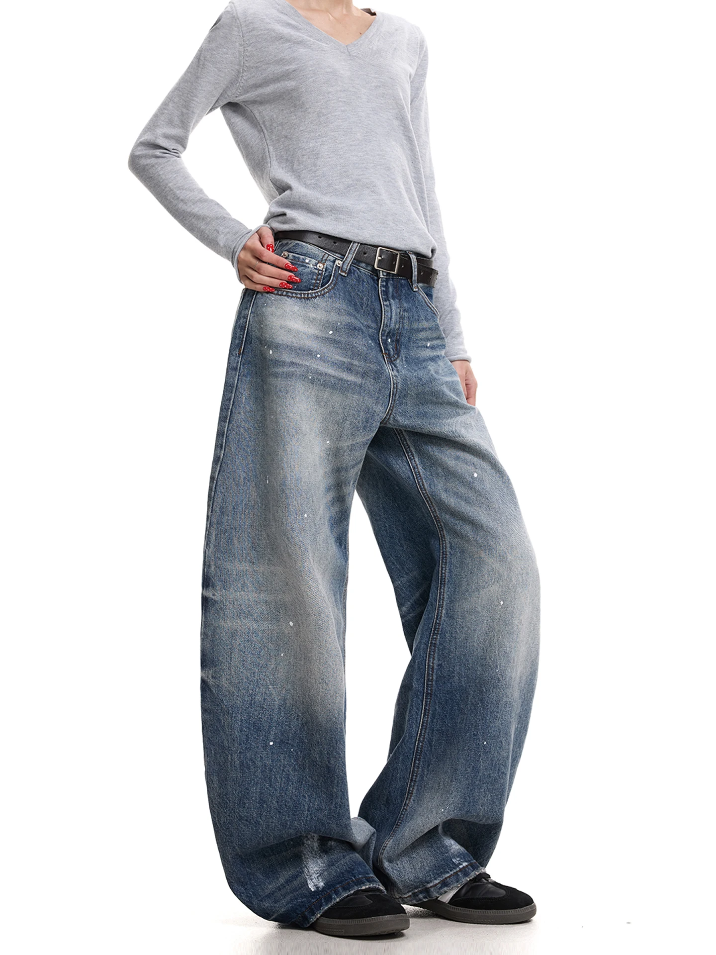 FreeMary Vintage High Street Washed Spray Ink Wide Leg Jeans Fashion Slimming Loose Floor-Length Pants American Style Natural...
FreeMary Vintage High Street Washed Spray Ink Wide Leg Jeans Fashion Slimming Loose Floor-Length Pants American Style Natural...