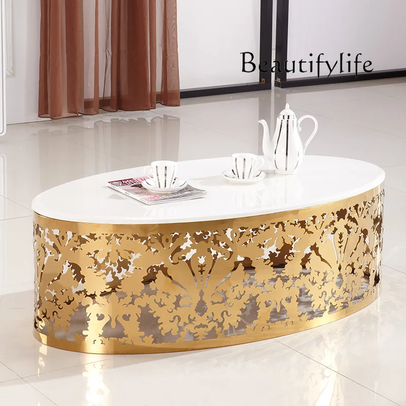 Marble coffee table luxury glass coffee table oval hollow engraving retro gold home and commercial
Marble coffee table luxury glass coffee table oval hollow engraving retro gold home and commercial