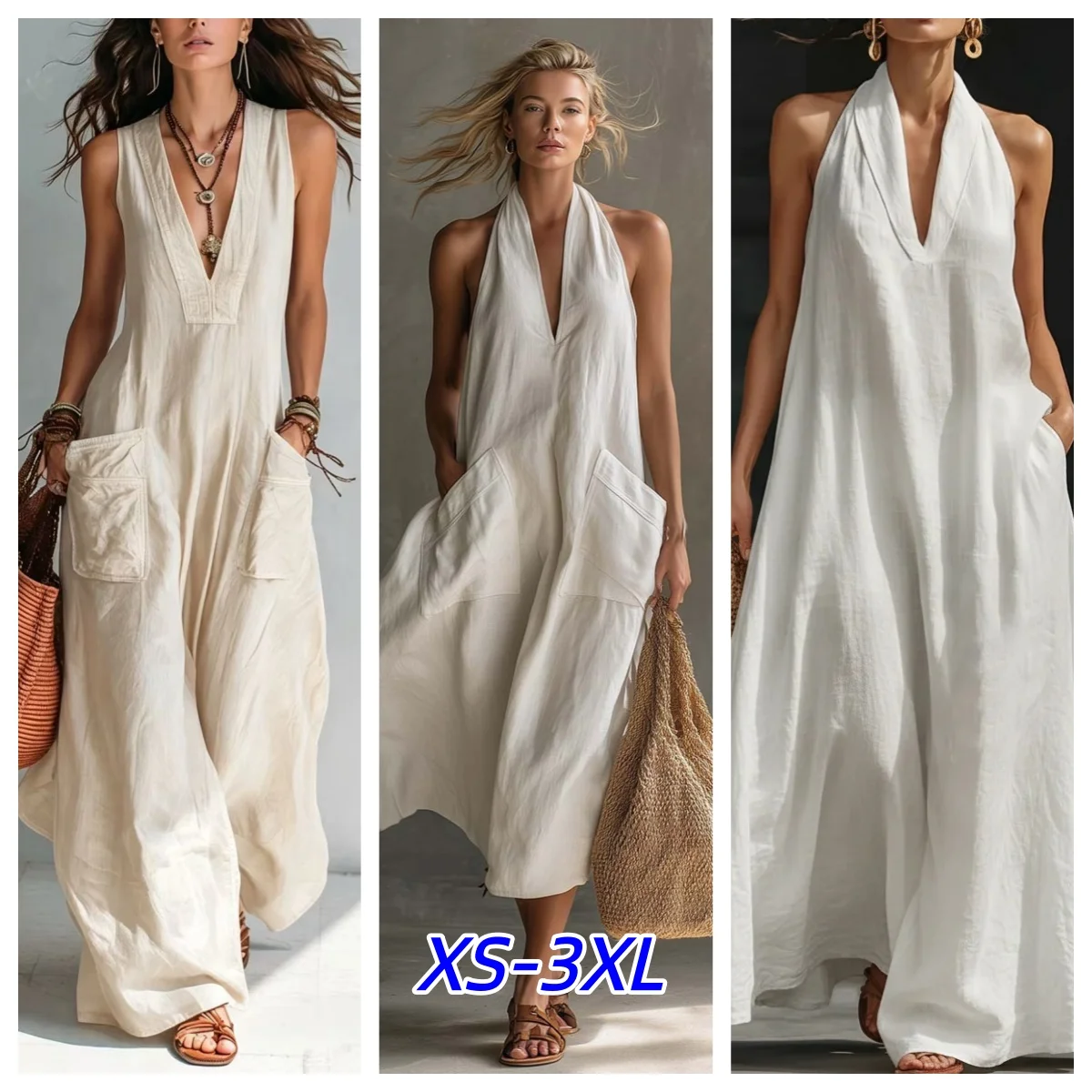 Summer Sleeveless Bohemian Linen Jumpsuit Women V Neck Loose Wide Leg Pants Double Pocket Jumpsuit Casual Commuting Vacation
Summer Sleeveless Bohemian Linen Jumpsuit Women V Neck Loose Wide Leg Pants Double Pocket Jumpsuit Casual Commuting Vacation