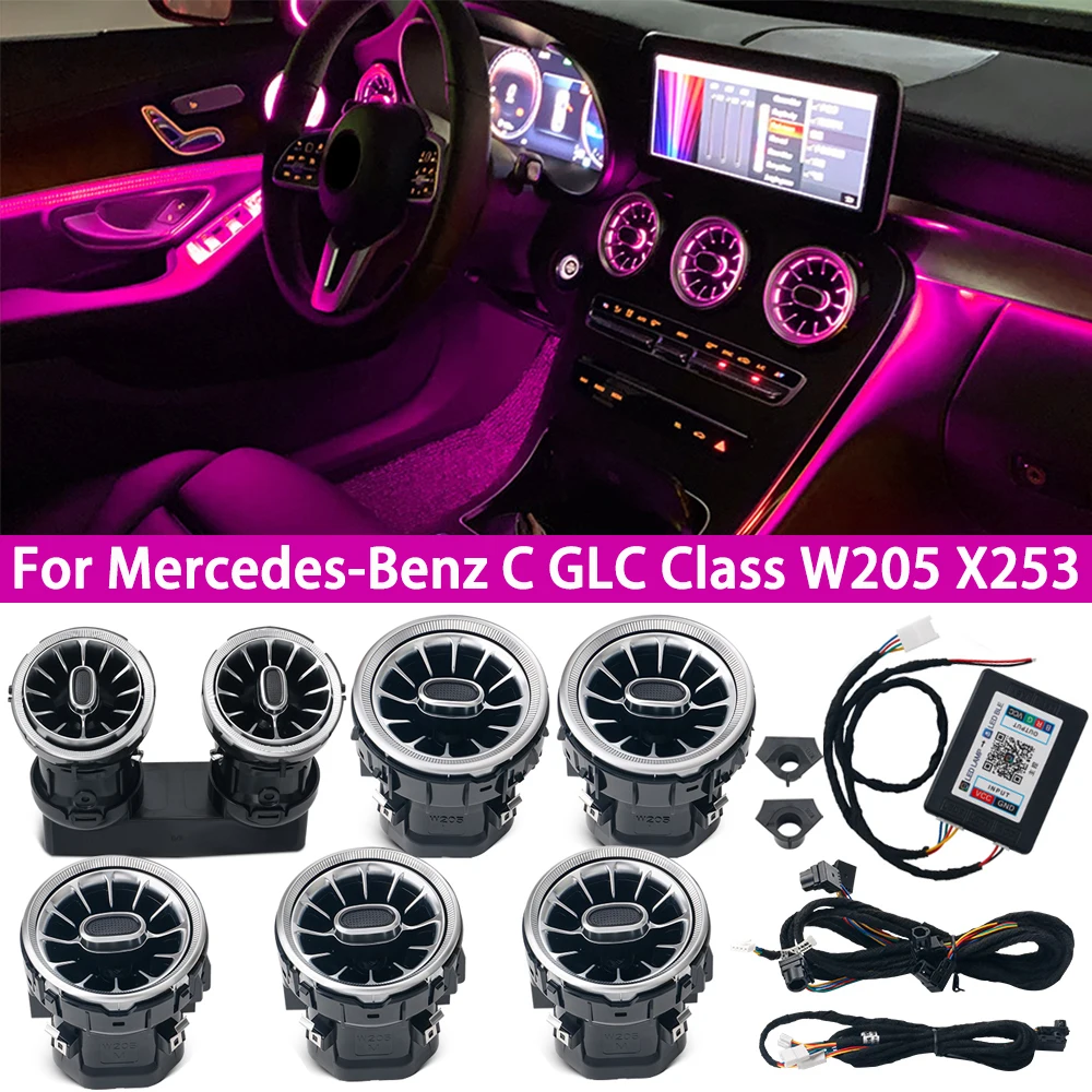 64-цветное окружающее освещение для Mercedes Benz C GLC Class W205 X253, светодиодное турбо-сопло, окружающее освещение приборной панели, вентиляционное отверстие, турбина, приложение
64-цветное окружающее освещение для Mercedes Benz C GLC Class W205 X253, светодиодное турбо-сопло, окружающее освещение приборной панели, вентиляционное отверстие, турбина, приложение
