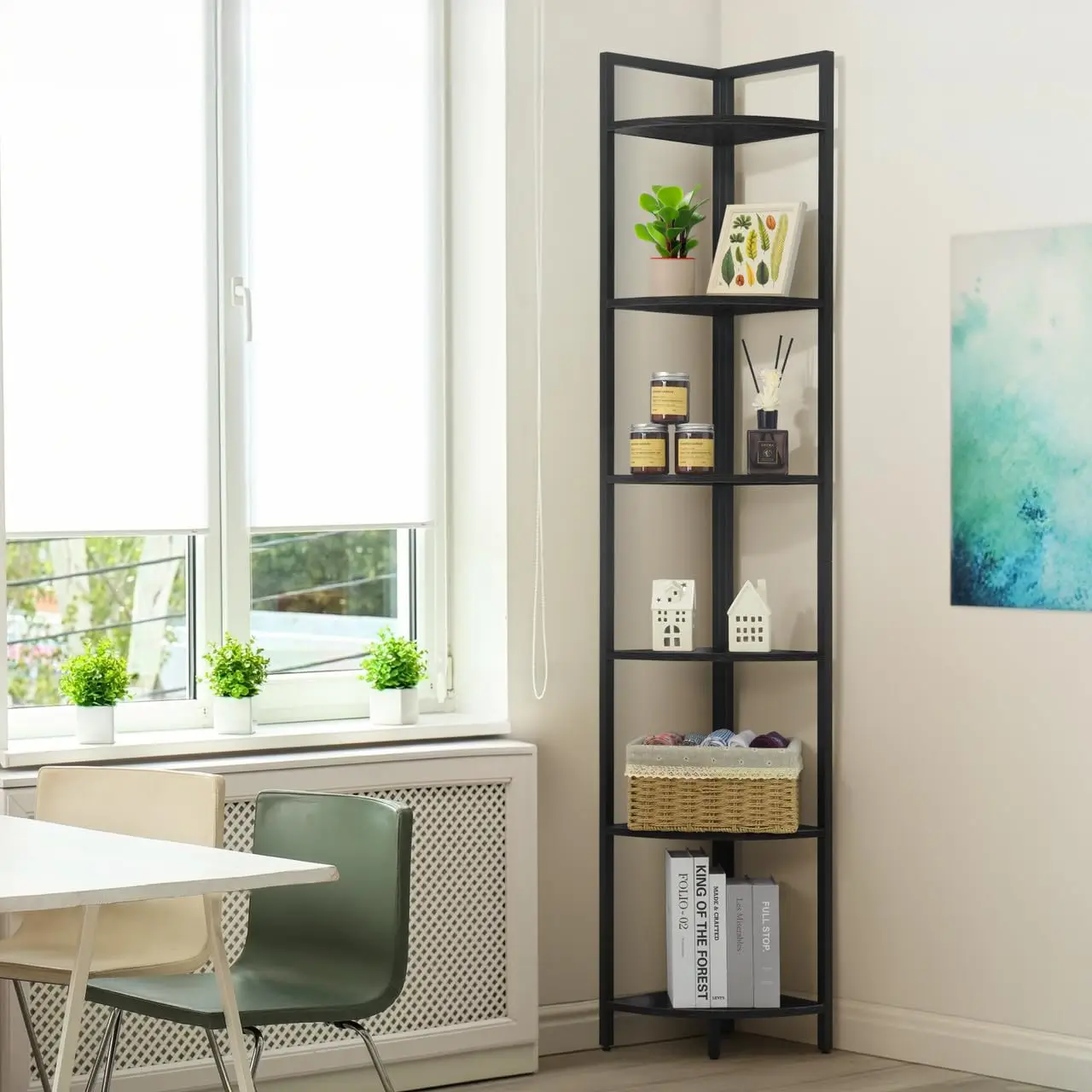 6-Tier Corner Shelf 71in Metal Frame Round Display Rack for Bathroom Living Room Office Black, Customized
6-Tier Corner Shelf 71in Metal Frame Round Display Rack for Bathroom Living Room Office Black, Customized