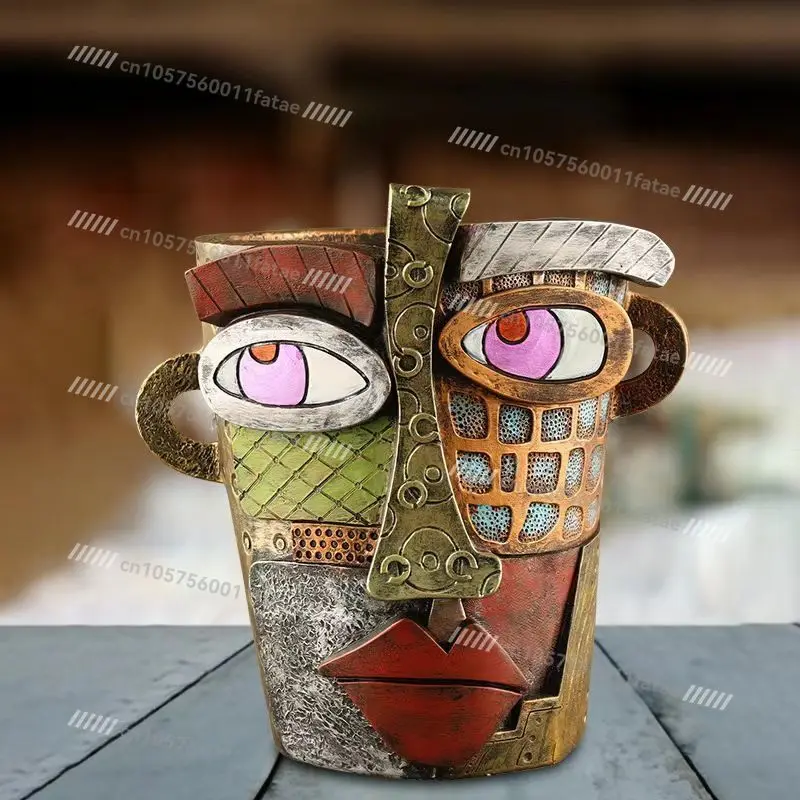Creative Vintage Flower Pot Abstract Colorful Face Resin Planter for Garden Courtyard Living Room Plants
Creative Vintage Flower Pot Abstract Colorful Face Resin Planter for Garden Courtyard Living Room Plants