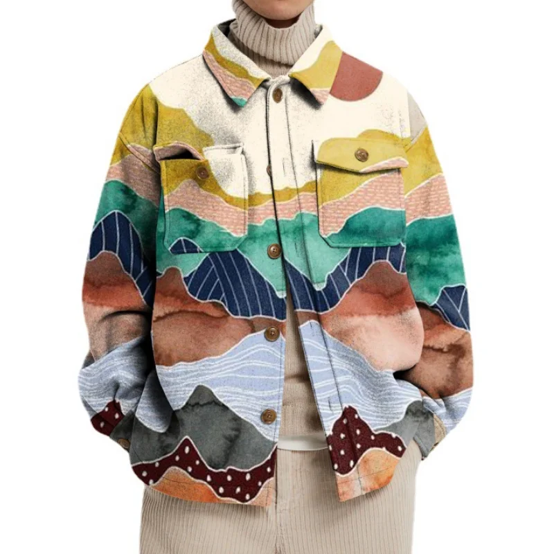 Autumn Spring Mens Fashion Clothing Geometric Printing Breasted Men Jacket Men's Casual Coat Loose Shirt Tops for Youth MY467
Autumn Spring Mens Fashion Clothing Geometric Printing Breasted Men Jacket Men's Casual Coat Loose Shirt Tops for Youth MY467