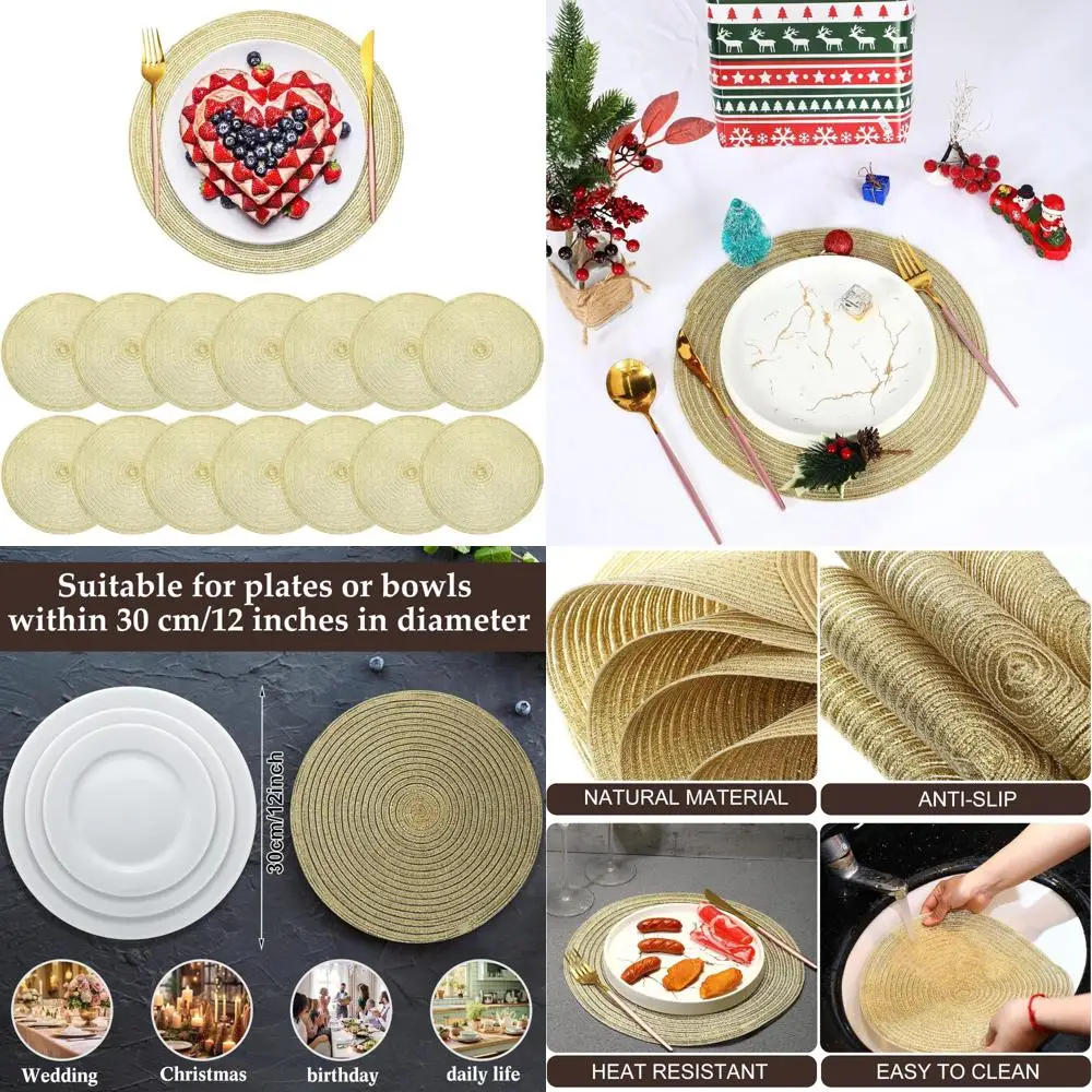 Round 12 Inch Boho Style Woven Placemats for Weddings, Washable Table Mats Ideal for Dining, Table Setting, and Hosting Friends
Round 12 Inch Boho Style Woven Placemats for Weddings, Washable Table Mats Ideal for Dining, Table Setting, and Hosting Friends