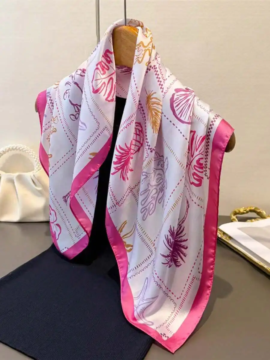 1pc Vintage Ocean Elements Starfish & Shell Lightweight Scarf, Women's Silk-Like Headscarf, Suitable For Beach, Street, Daily We
1pc Vintage Ocean Elements Starfish & Shell Lightweight Scarf, Women's Silk-Like Headscarf, Suitable For Beach, Street, Daily We