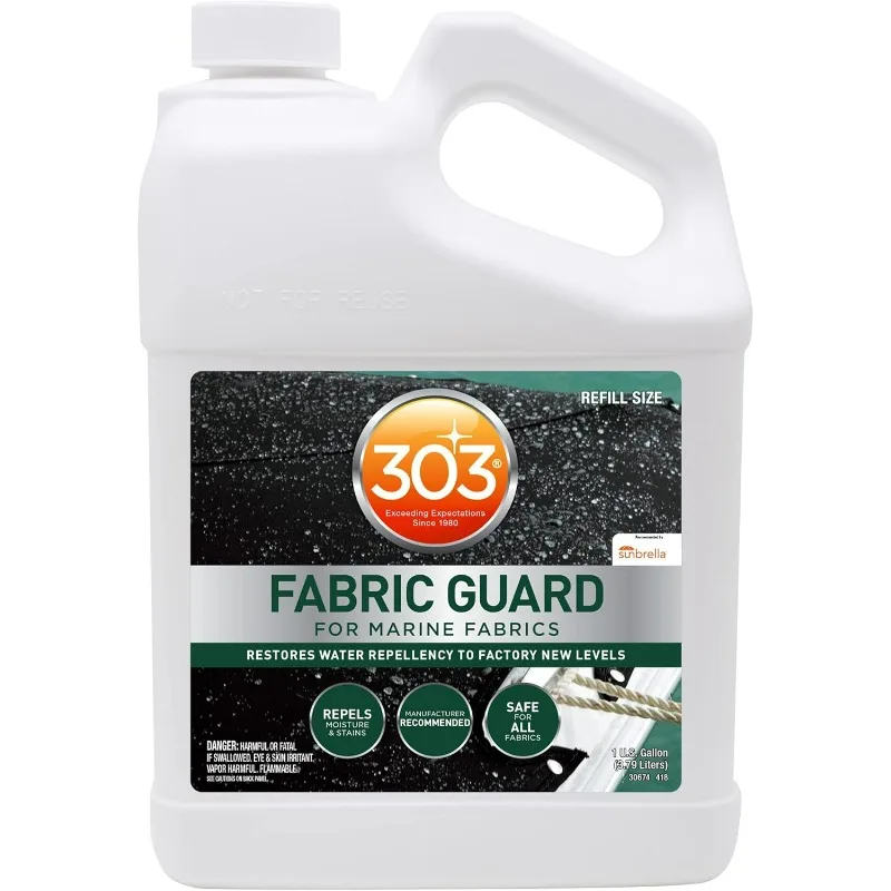 303 Marine Fabric Guard - Restores Water and Stain Repellency To Factory New Levels Manufacturer Recommended 1 Gallon (30674)
303 Marine Fabric Guard - Restores Water and Stain Repellency To Factory New Levels Manufacturer Recommended 1 Gallon (30674)