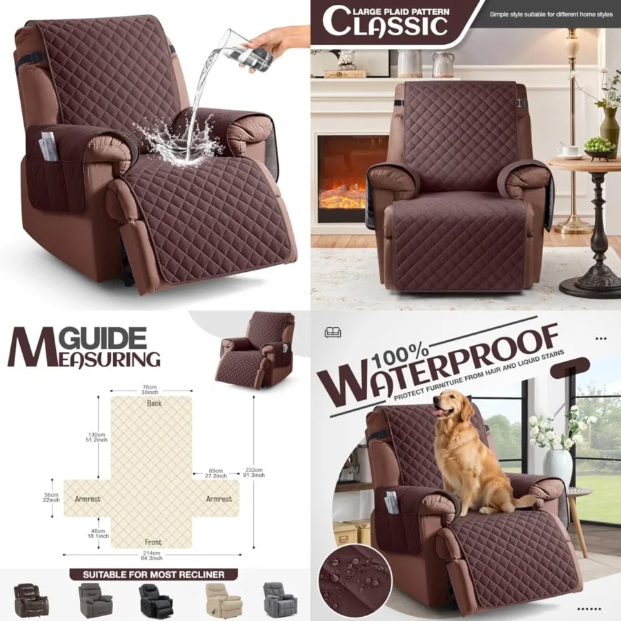 100 Waterproof Recliner Chair Cover, Reclining Couch Covers for Pets, Dogs, Recliner Couch Slipcover Furniture Protector with E
100 Waterproof Recliner Chair Cover, Reclining Couch Covers for Pets, Dogs, Recliner Couch Slipcover Furniture Protector with E