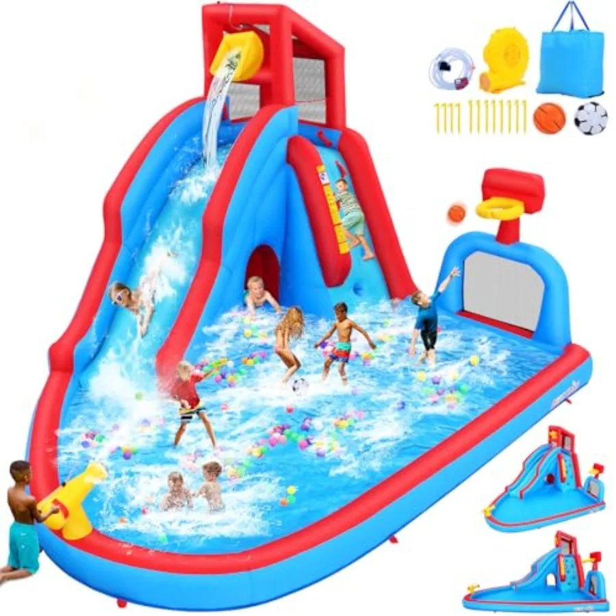 Bounce House Water Slide Park for 3-10 Backyard Water Slide W/ 470W Blower Water Bounce House W/Pool Long Slide Pool Climbing W
Bounce House Water Slide Park for 3-10 Backyard Water Slide W/ 470W Blower Water Bounce House W/Pool Long Slide Pool Climbing W