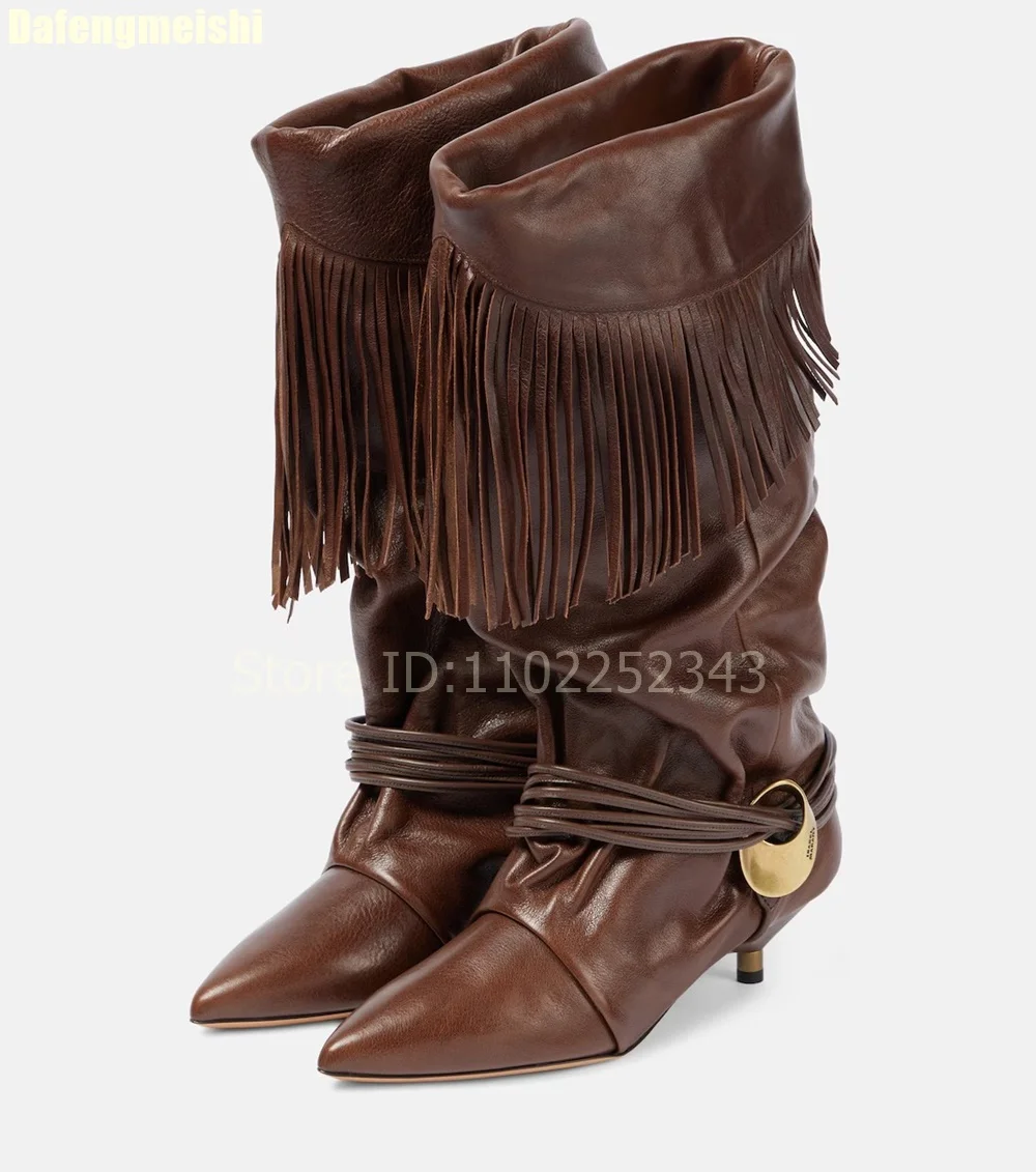2026 Winter New Stiletto Heel Boots Women Pointed Toe Cow Suede Tassel Straps Pleated Large Slip-On Large Size Mid-Calf Boots
2026 Winter New Stiletto Heel Boots Women Pointed Toe Cow Suede Tassel Straps Pleated Large Slip-On Large Size Mid-Calf Boots