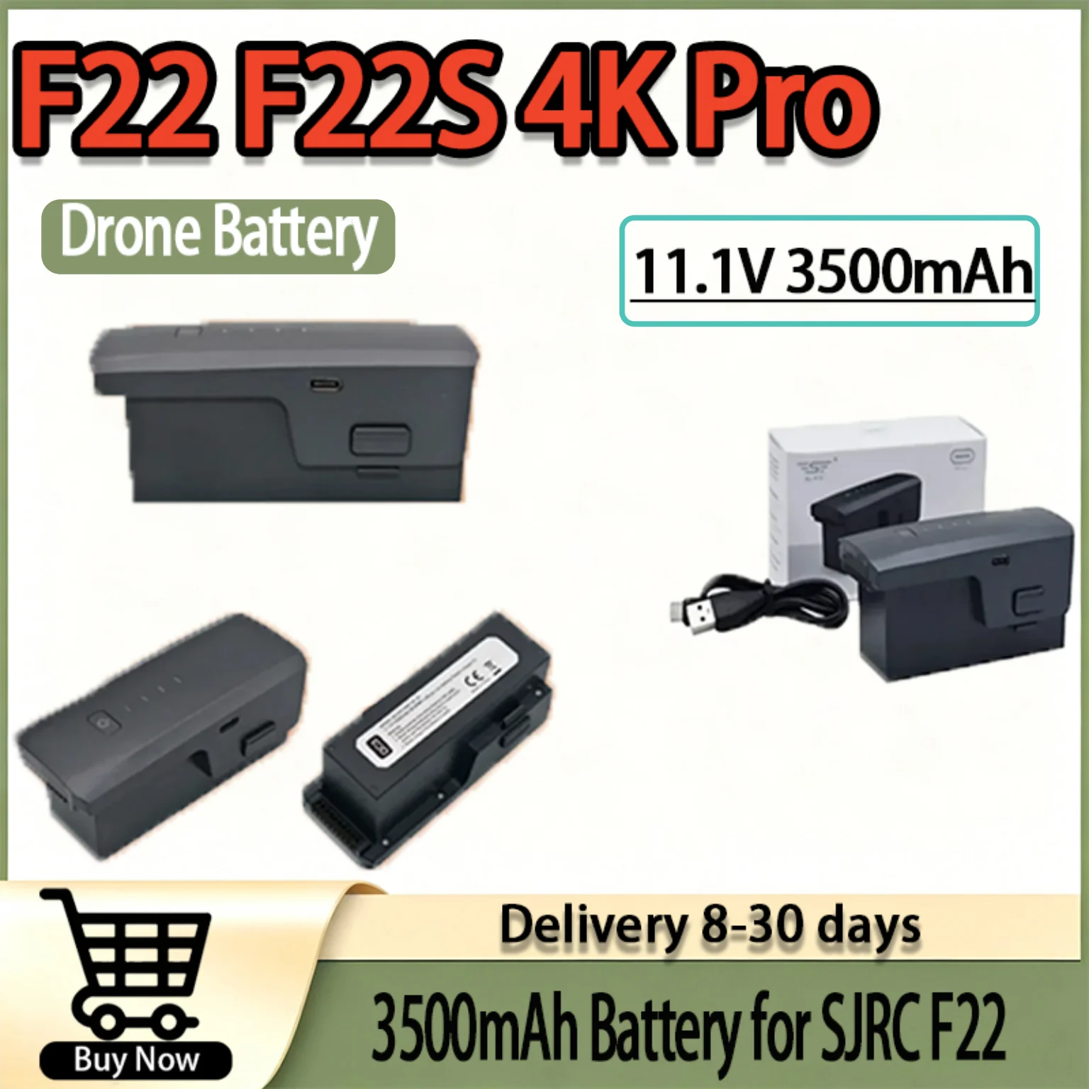 11.1V 3500mAh Long Endurance Flight Battery, Replacement Power Accessory for SJRC F22 F22S 4K Pro Drone
11.1V 3500mAh Long Endurance Flight Battery, Replacement Power Accessory for SJRC F22 F22S 4K Pro Drone