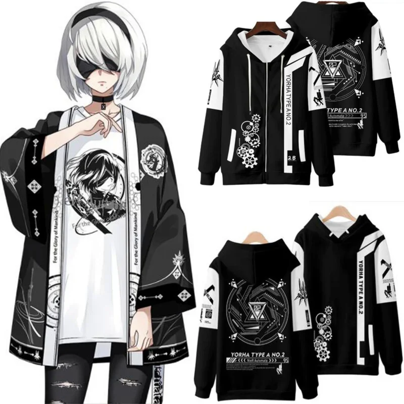 Костюм для косплея из аниме NieR Automata 2B YoRHa No. 2 Тип B 9S YoRHa No. 9 Тип S, унисекс, 3D Толстовка, свитшот, куртка с капюшоном на молнии
Костюм для косплея из аниме NieR Automata 2B YoRHa No. 2 Тип B 9S YoRHa No. 9 Тип S, унисекс, 3D Толстовка, свитшот, куртка с капюшоном на молнии