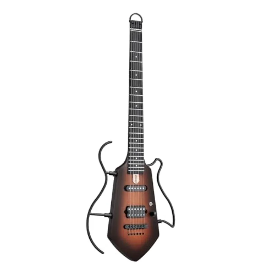Mini Travel Electric Guitar for practice, lightweight headless solid body in black, portable compact design with easy assembly
Mini Travel Electric Guitar for practice, lightweight headless solid body in black, portable compact design with easy assembly