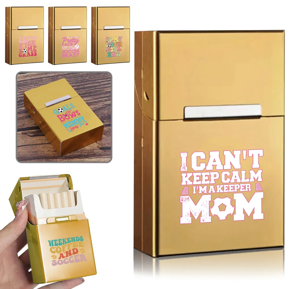 Gold Cigarette Case Portable Metal Cigarette Holder With Magnetic Closure Waterproof Cigarette Box Soccer Text Pattern
Gold Cigarette Case Portable Metal Cigarette Holder With Magnetic Closure Waterproof Cigarette Box Soccer Text Pattern