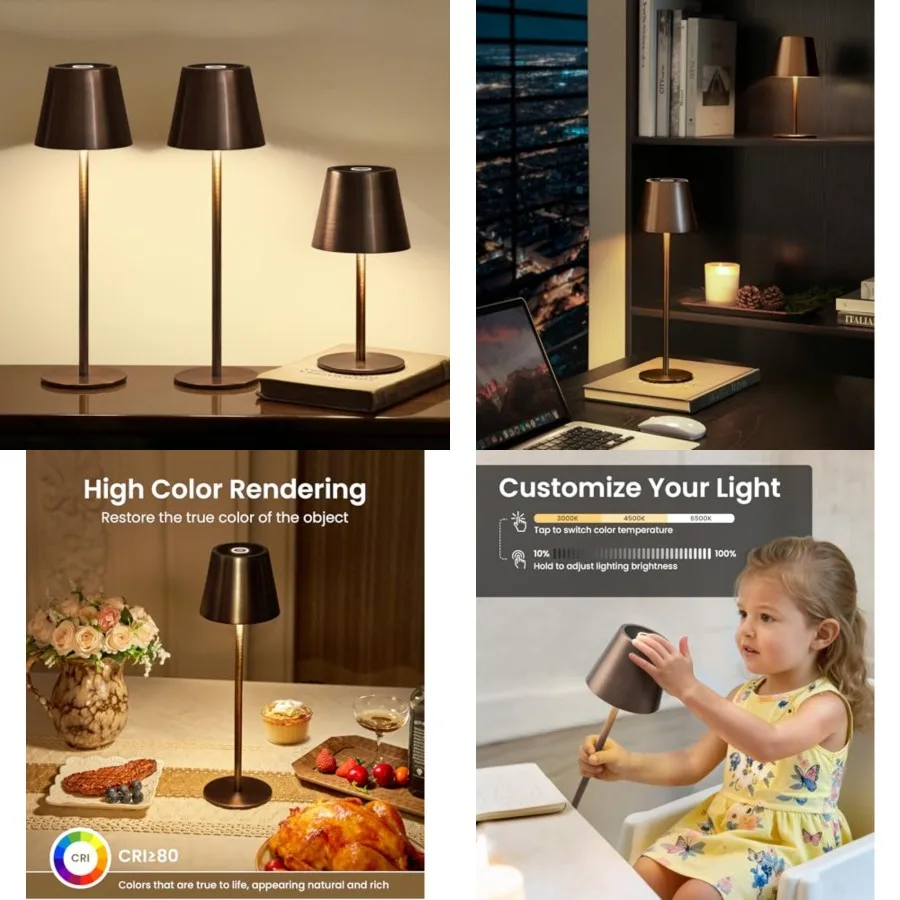 Cordless Table Lamp, Portable Battery Operated Lamp with 3 Color Temps and Stepless Dimming, Rechargeable Table Lamp for Dinner
Cordless Table Lamp, Portable Battery Operated Lamp with 3 Color Temps and Stepless Dimming, Rechargeable Table Lamp for Dinner