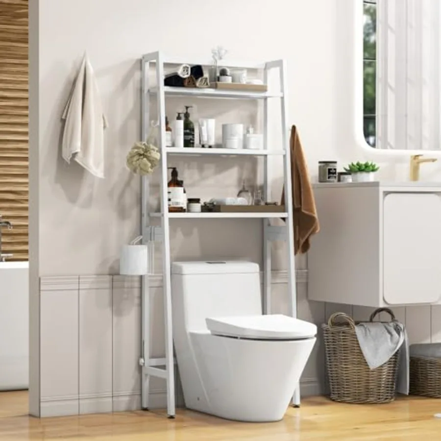 Over-The-Toilet Storage 3-Tier Freestanding Bathroom Organizer Shelf w/ 2 Hanging Hooks and Toilet Paper Holder Multifunctional
Over-The-Toilet Storage 3-Tier Freestanding Bathroom Organizer Shelf w/ 2 Hanging Hooks and Toilet Paper Holder Multifunctional